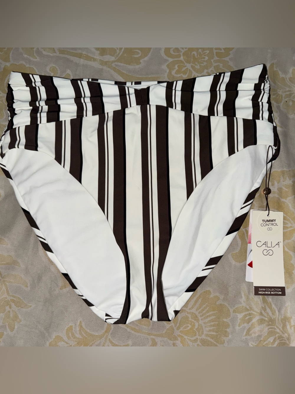 Calia White and Black Striped Swim Bottoms